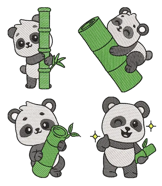 Kit Matriz de Bordado Panda com Bambu